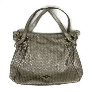 Elliott Lucca Leather Shoulder Bag woven gold